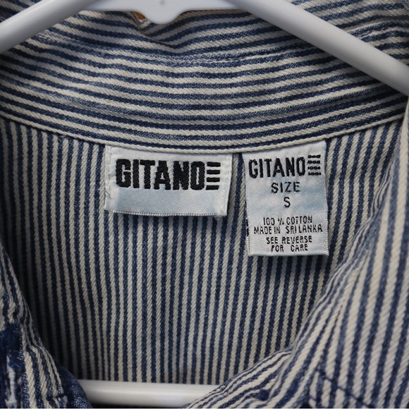 Gitano Blue Denim and Striped Men's Shirt - Picture 2 of 5